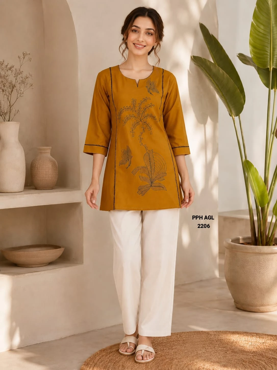 Handcrafted Dabu Print Cotton Kurti Pant Set